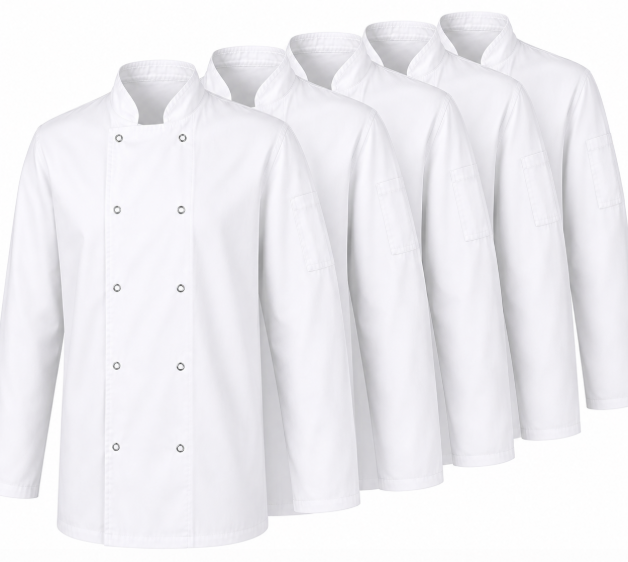 5 Pack Premium White Long Sleeves Chef Jackets ARKWORKWEAR UK