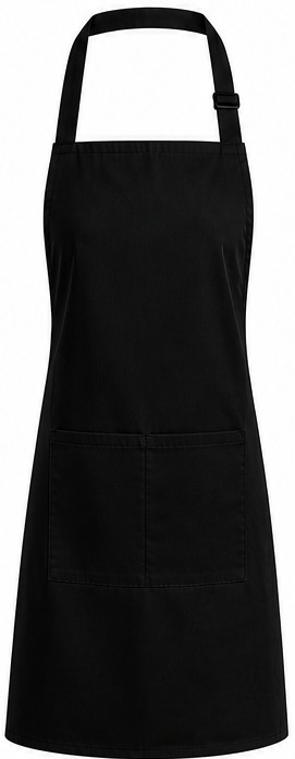 Black apron with a strap on a white background