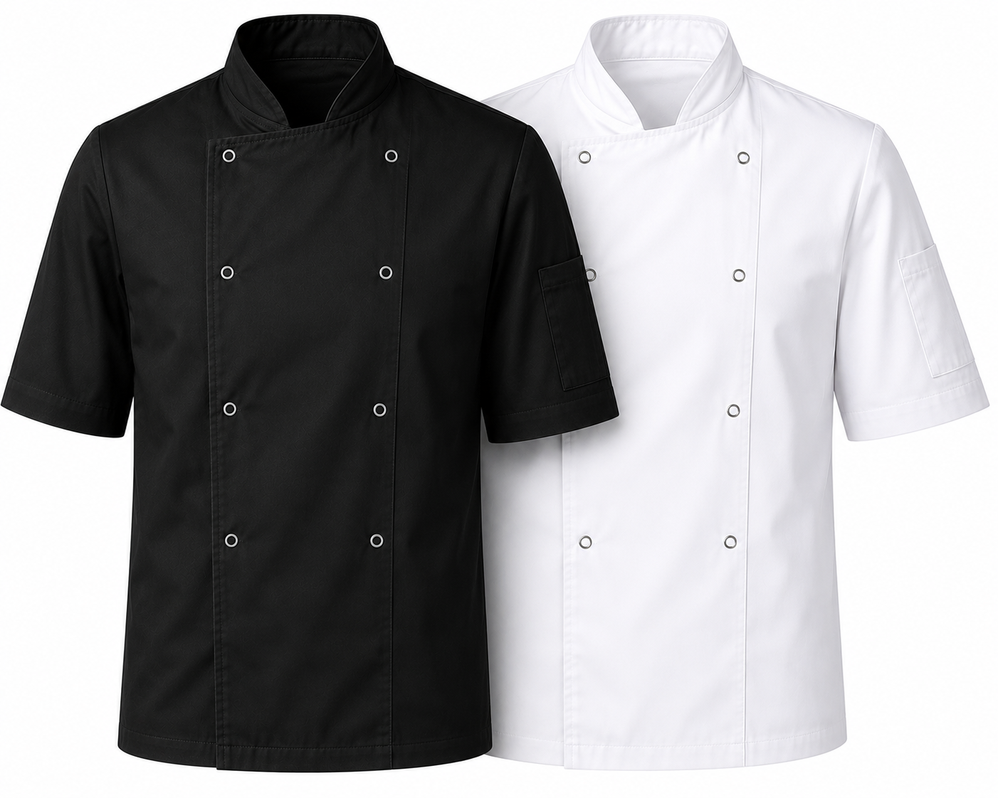 Black and white chef jackets by BLACK PEPPER-IBEX WORKWEAR