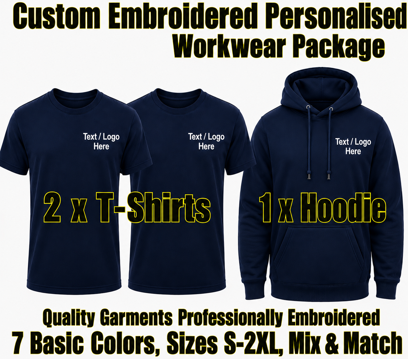 Work Wear Package. Embroidered Workwear. Personalised Workwear. Work Wear Bundle