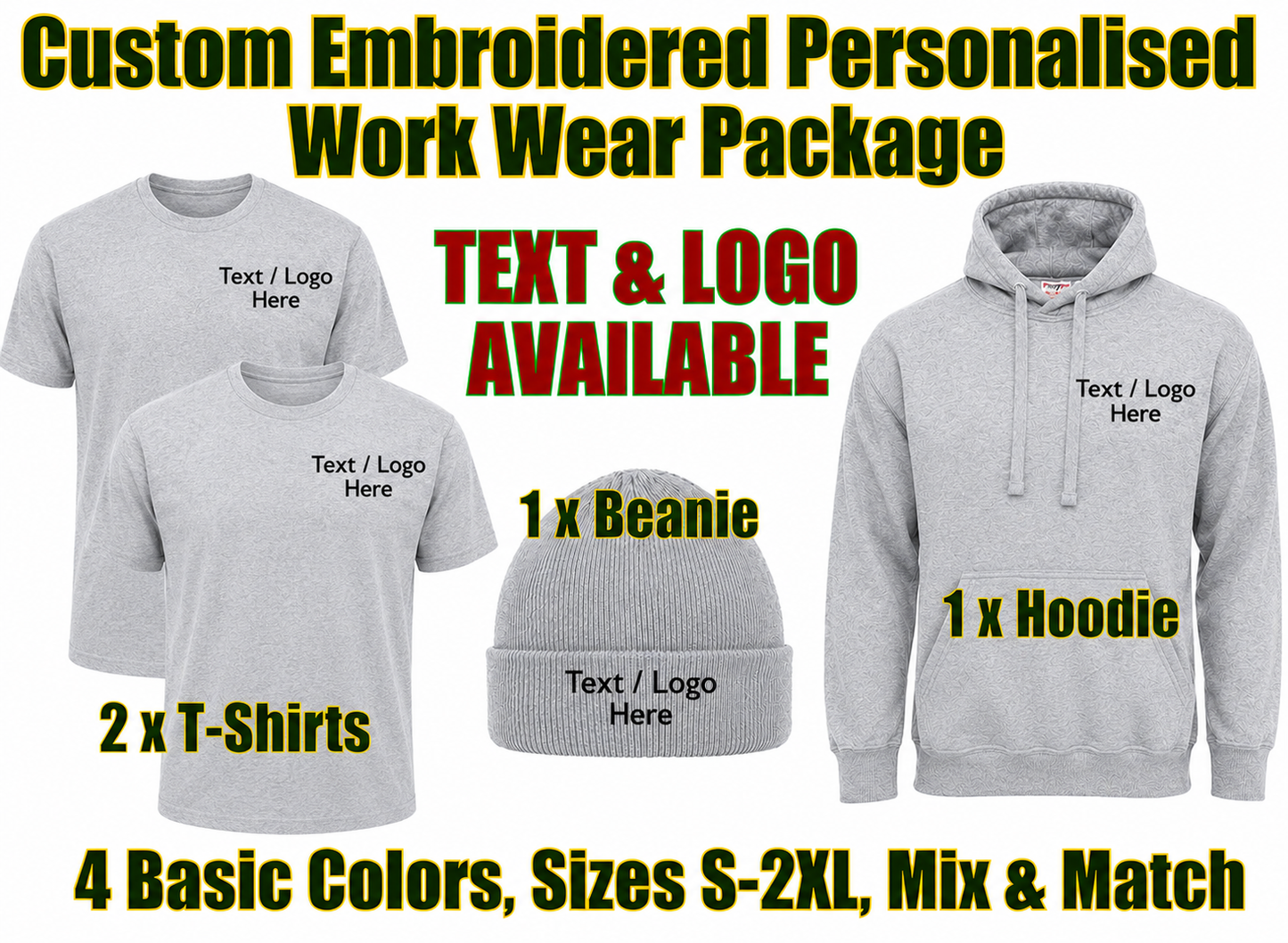 Work Wear Package. Embroidered Workwear. Personalised Workwear. Work Wear Bundle