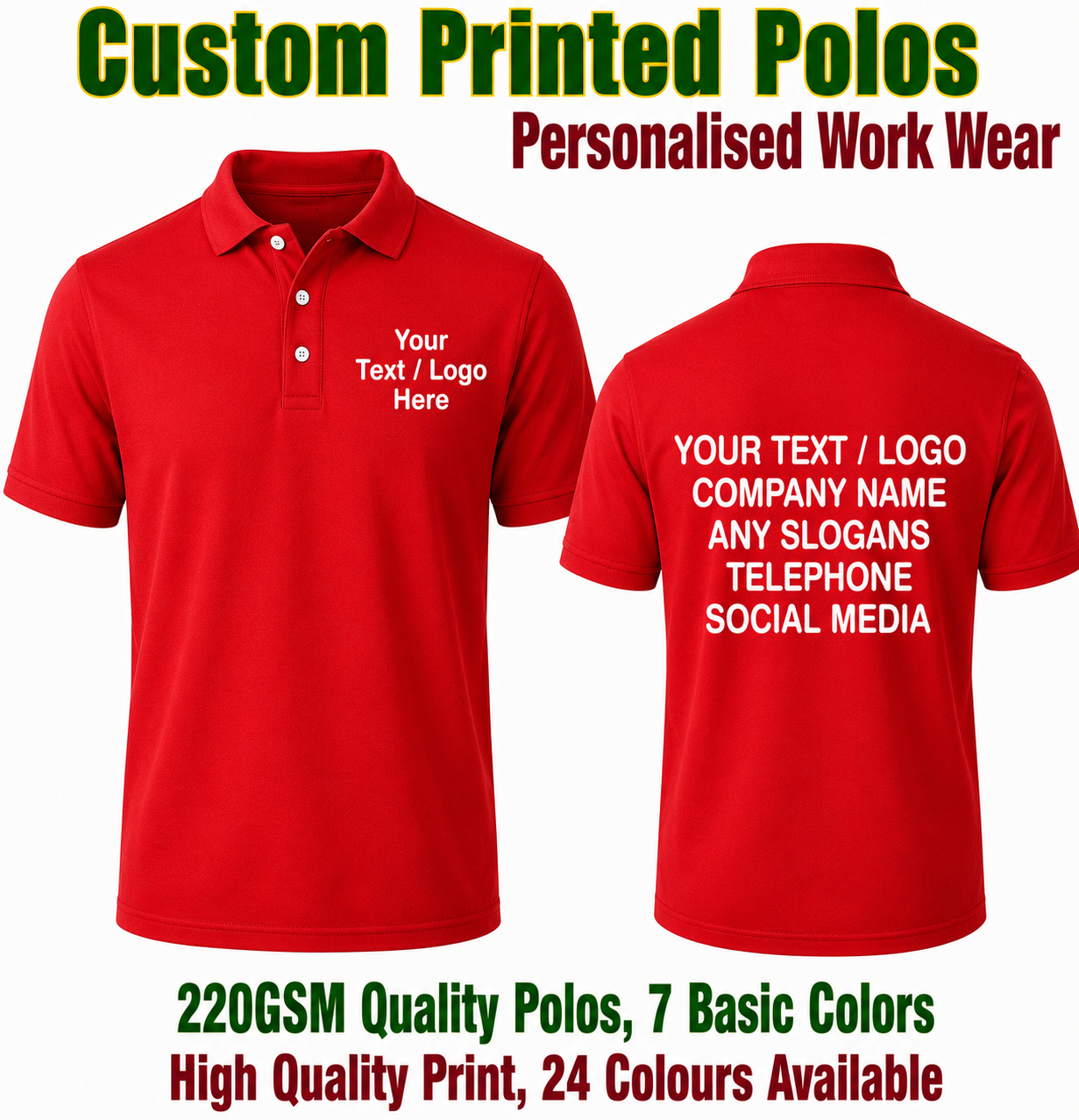 Custom Printed Heavy Polo Shirts