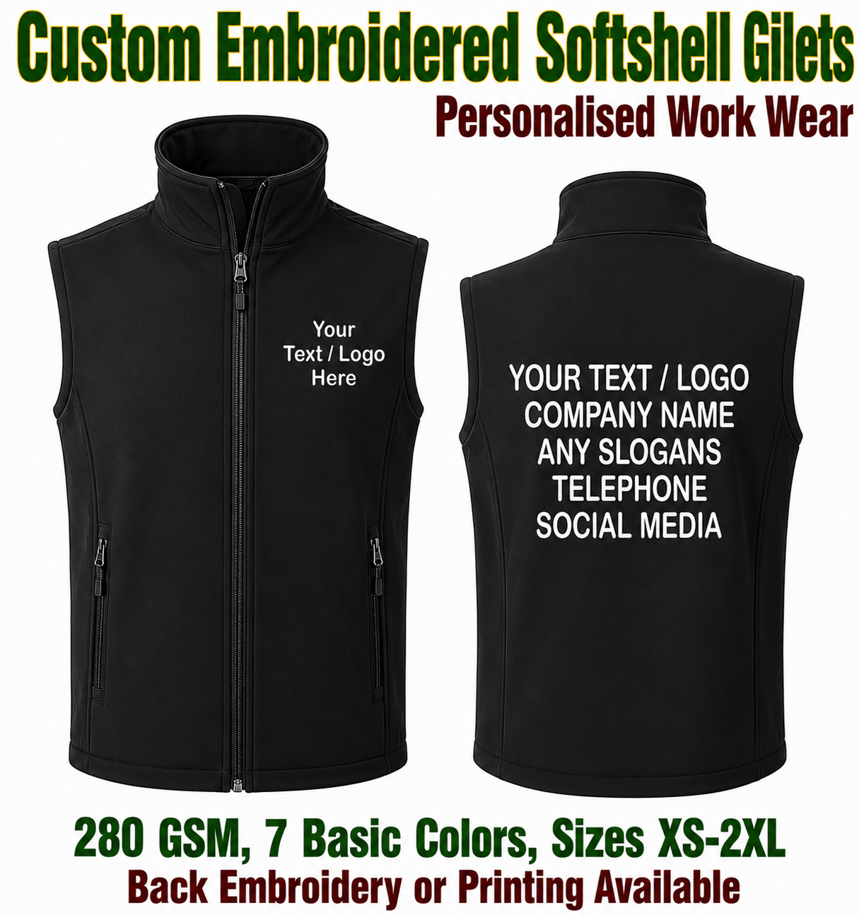 Custom Embroidered Personalised Softshell Gilet