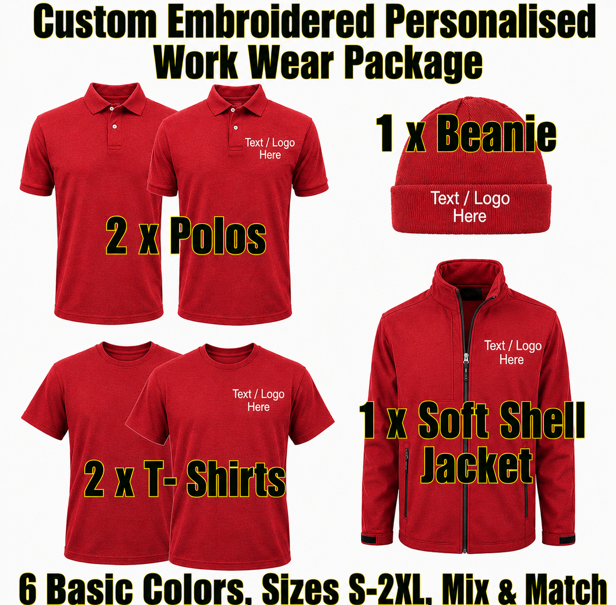 Work Wear Package. Embroidered Workwear. Personalised Workwear. Work Wear Bundle