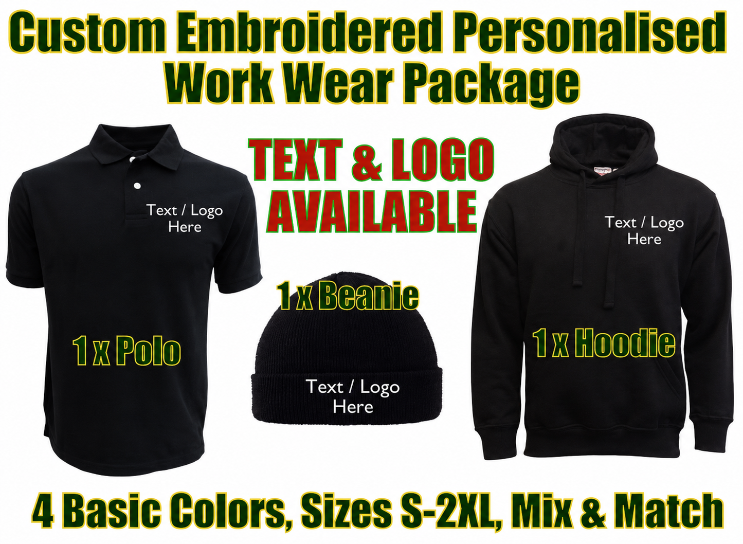 Work Wear Package. Embroidered Workwear. Personalised Workwear. Work Wear Bundle