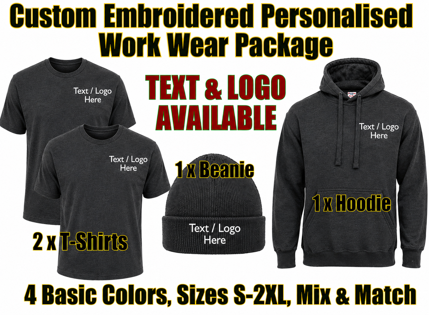 Work Wear Package. Embroidered Workwear. Personalised Workwear. Work Wear Bundle