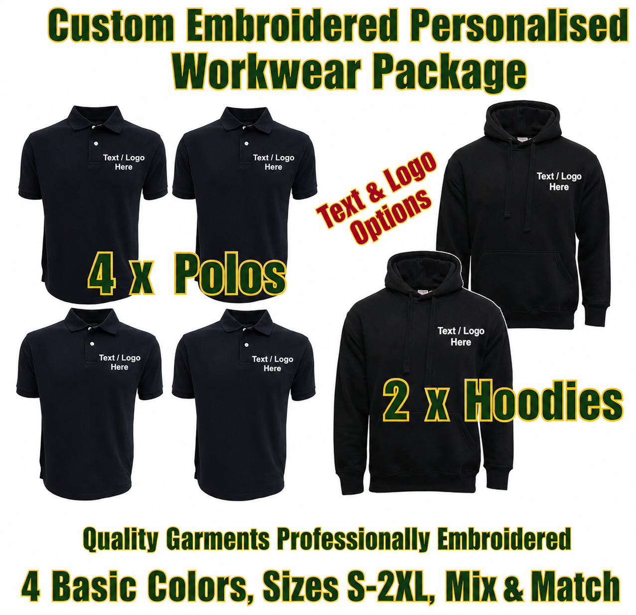 Work Wear Package. Embroidered Workwear. Personalised Workwear. Work Wear Bundle
