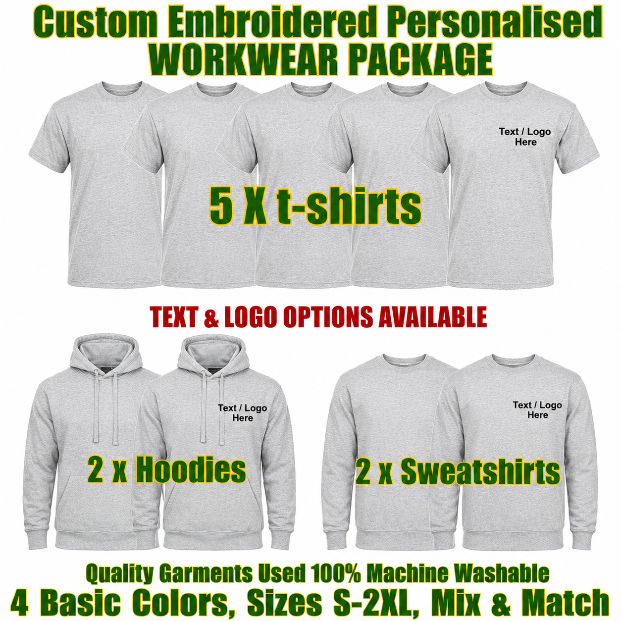 Work Wear Package. Embroidered Workwear. Personalised Workwear. Work Wear Bundle