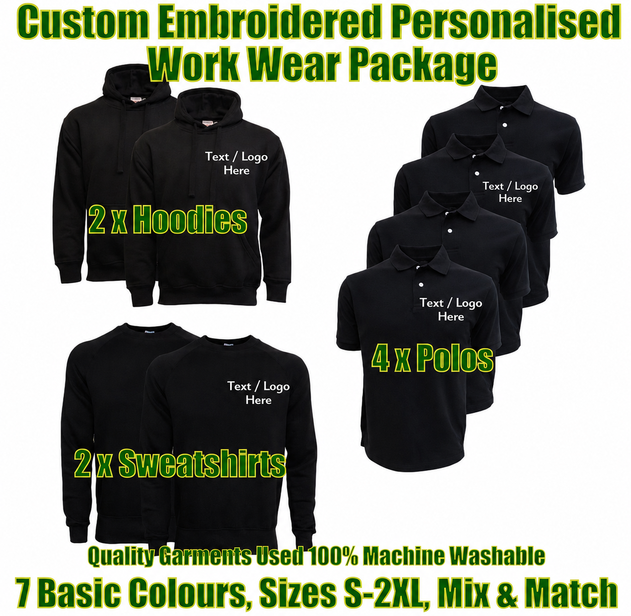 Work Wear Package. Embroidered Workwear. Personalised Workwear. Work Wear Bundle