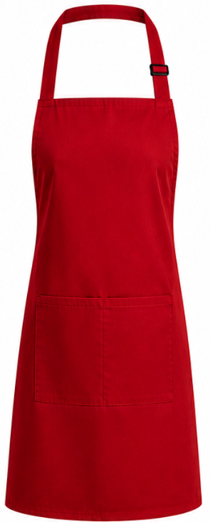 Red apron with a strap on a white background-Black Apron by ARKWORKWEAR UK