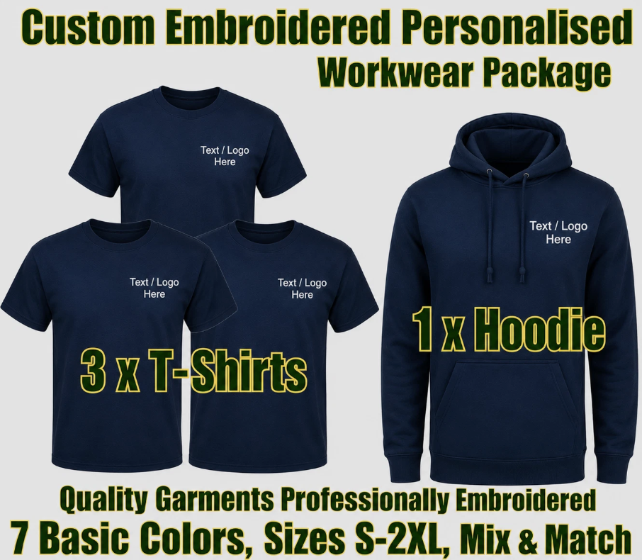 Work Wear Package. Embroidered Workwear. Personalised Workwear. Work Wear Bundle