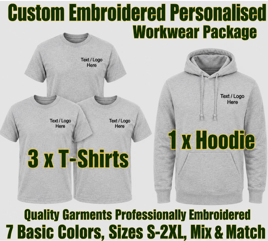 Work Wear Package. Embroidered Workwear. Personalised Workwear. Work Wear Bundle