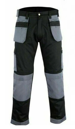 IBEX Multi Pockets Men's Combat Cargo Work Trousers with Knee Pad Pockets, Available in Full Black and Grey Colours