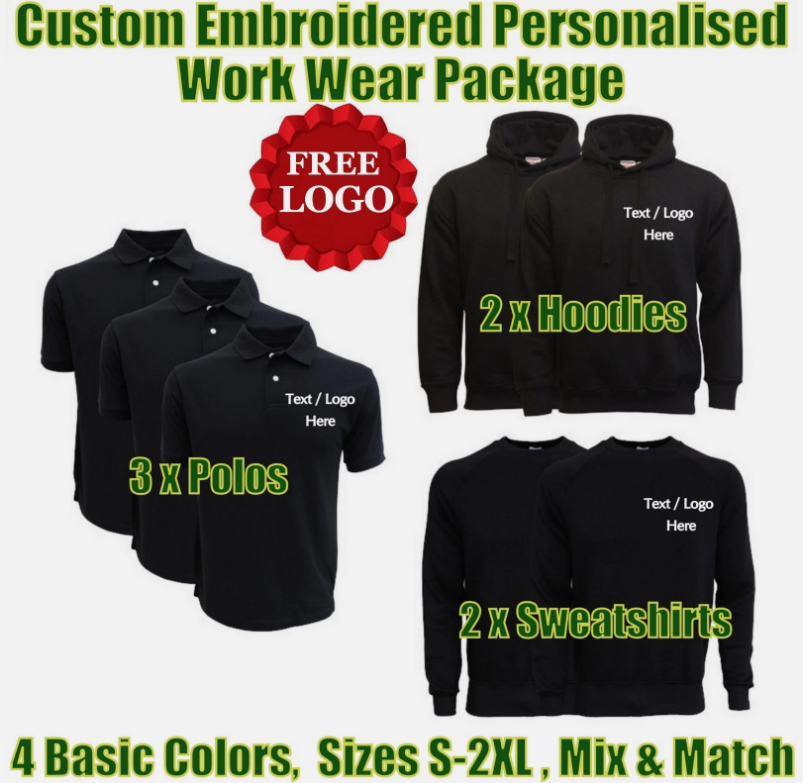 Work Wear Package. Embroidered Workwear. Personalised Workwear. Work Wear Bundle