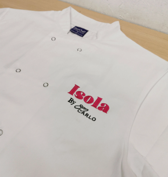 Personalised Custom Embroidered Chef Jacket Long Sleeve | Black & White