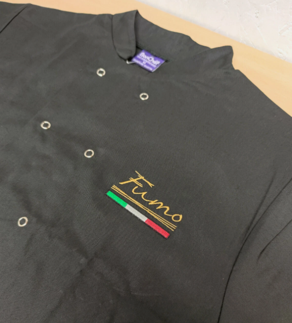 Personalised Custom Embroidered Chef Jacket Long Sleeve | Black & White