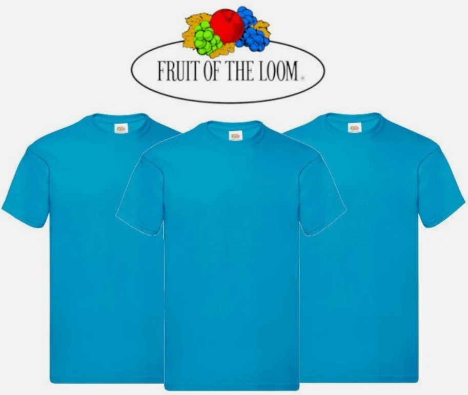 3 & 5 Pack Fruit of The Loom Men's T Shirts 100% Cotton Plain Short Sleeve Tee