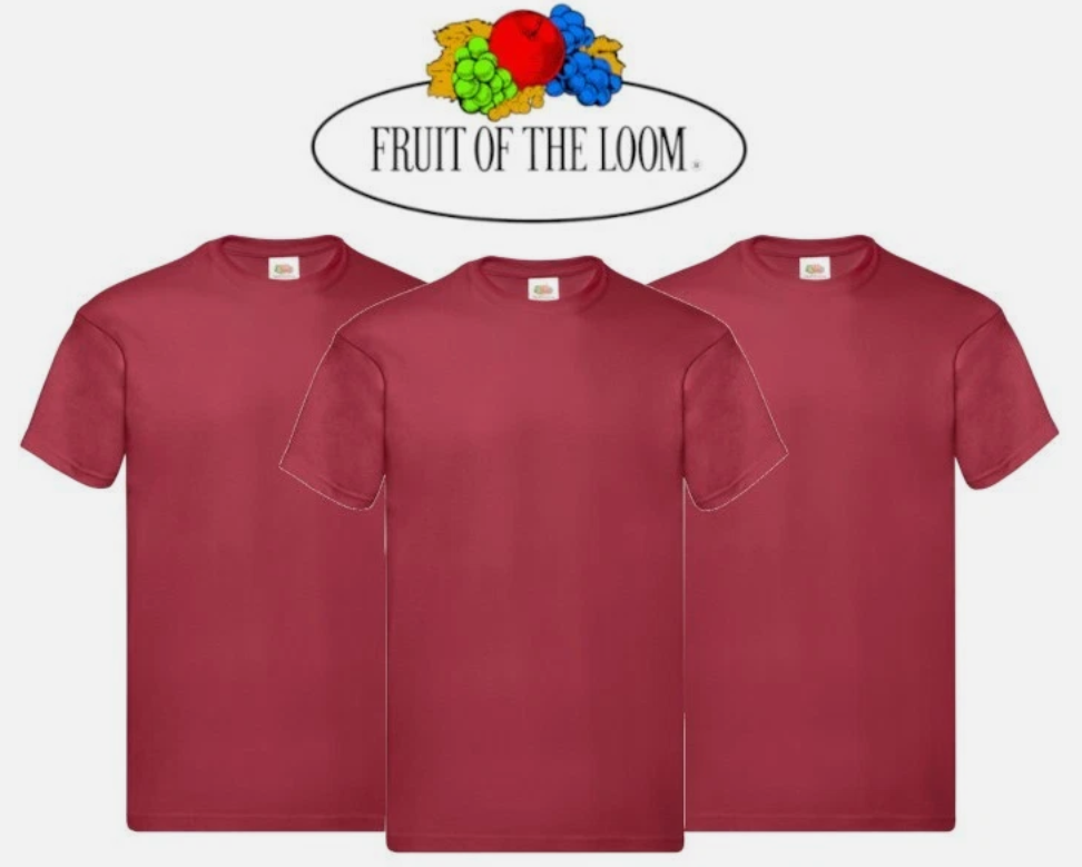 3 & 5 Pack Fruit of The Loom Men's T Shirts 100% Cotton Plain Short Sleeve Tee