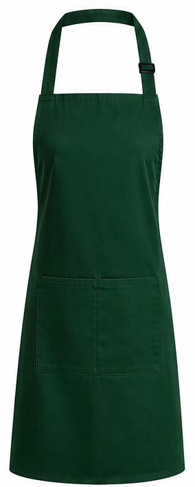 Green apron with a white background