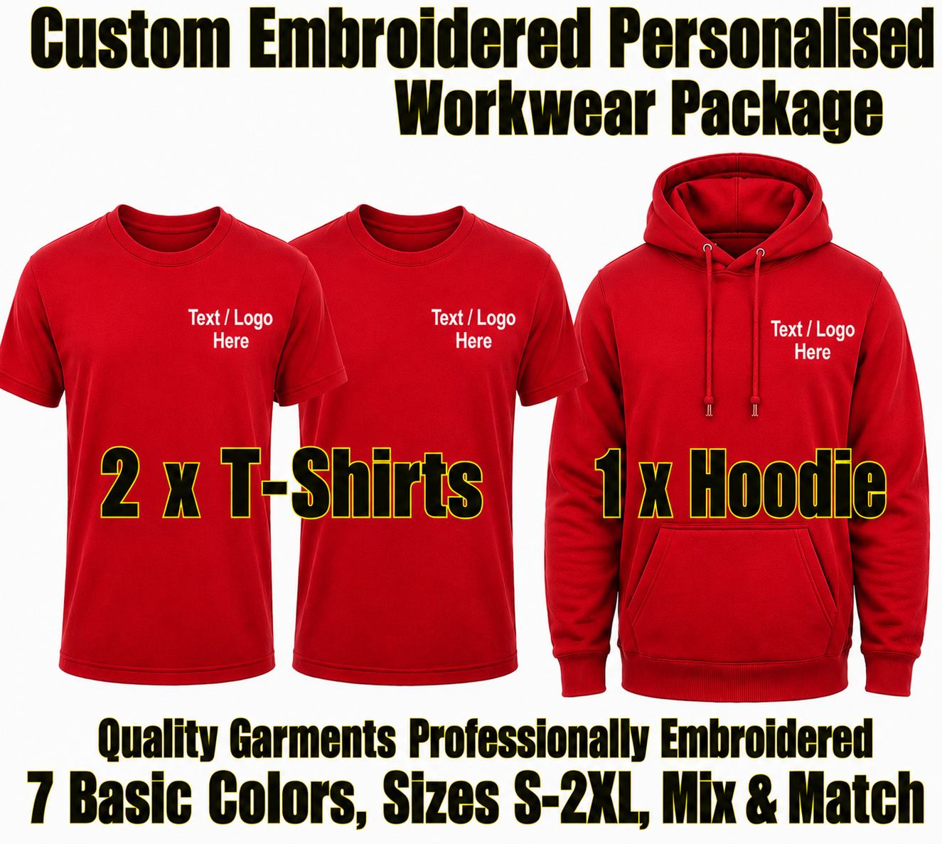 Work Wear Package. Embroidered Workwear. Personalised Workwear. Work Wear Bundle