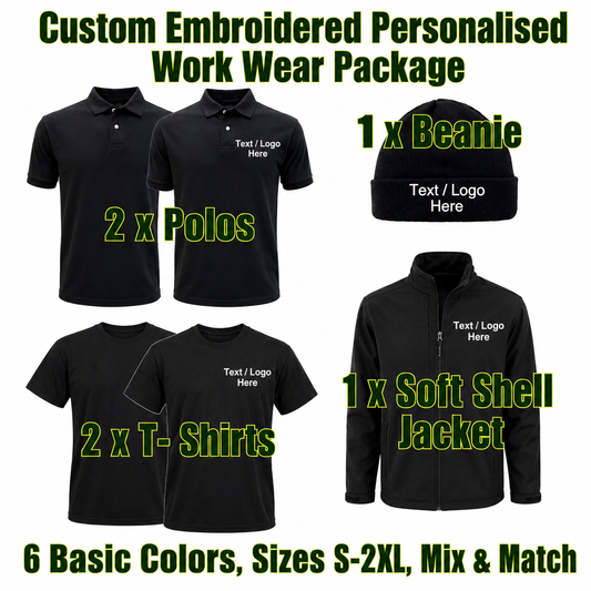 Work Wear Package. Embroidered Workwear. Personalised Workwear. Work Wear Bundle
