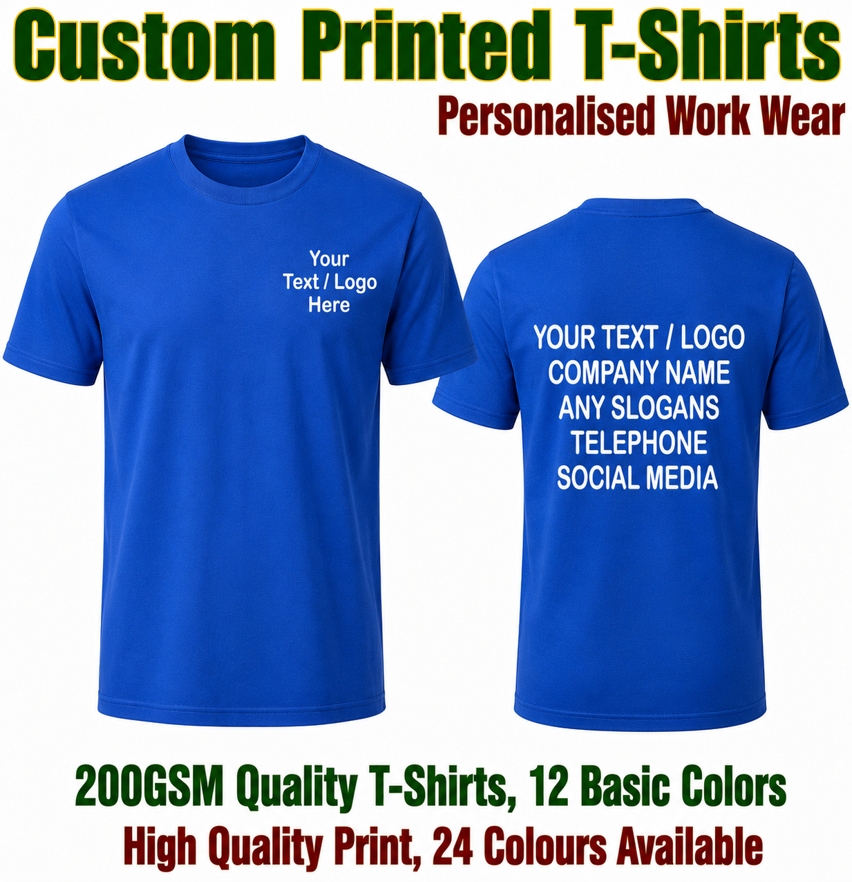 Custom Printed Personlaised Heavy Tees
