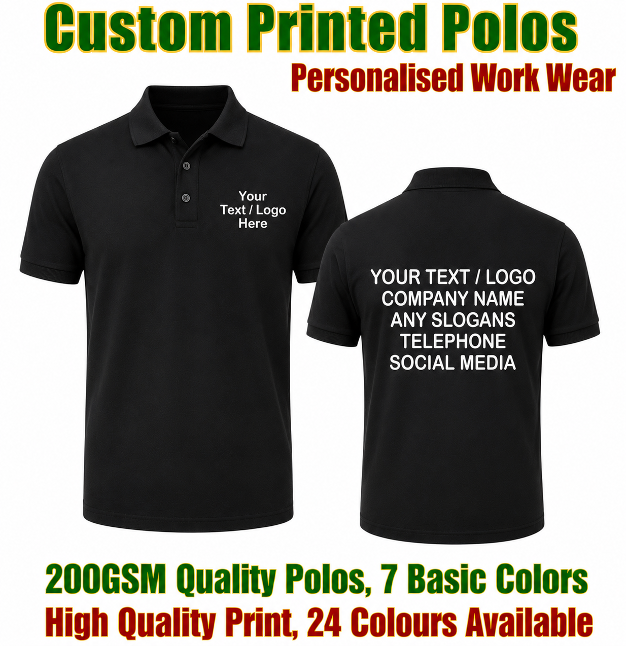 Custom Printed Personlaised Polo Shirts