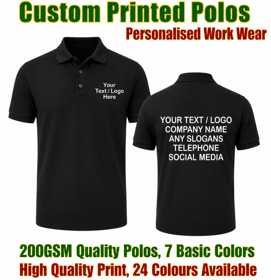 Custom Printed Personlaised Polo Shirts