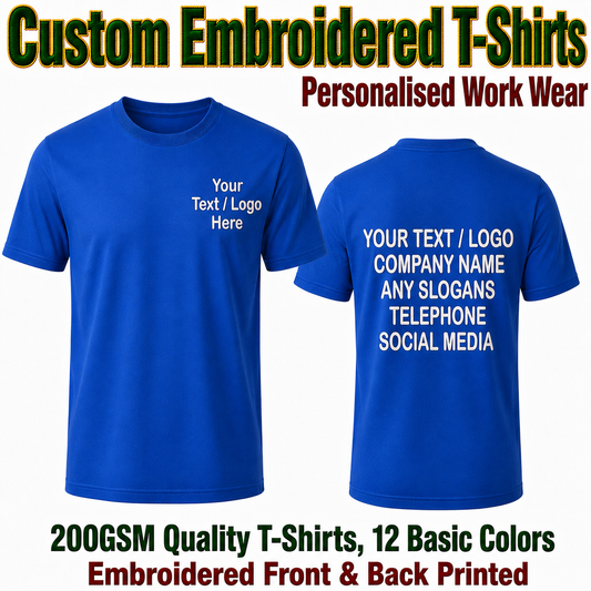Custom Embroidered Heavy Tees Text Only