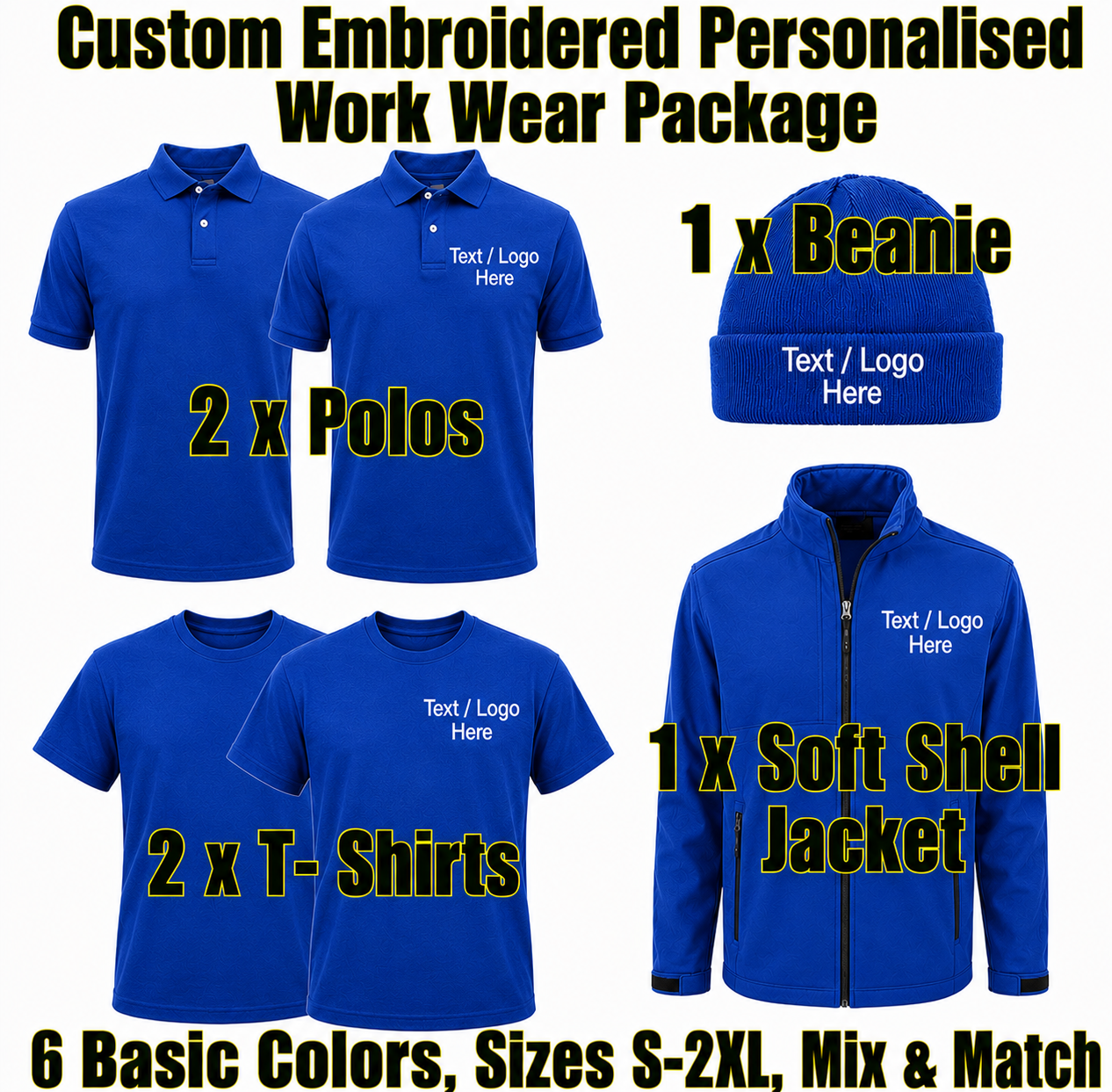 Work Wear Package. Embroidered Workwear. Personalised Workwear. Work Wear Bundle