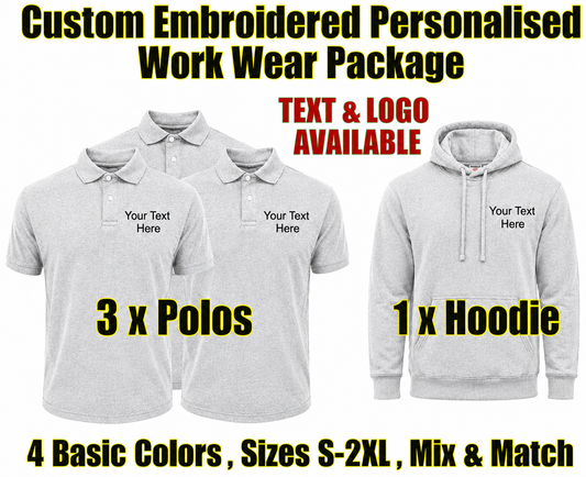 Work Wear Package. Embroidered Workwear. Personalised Workwear. Work Wear Bundle