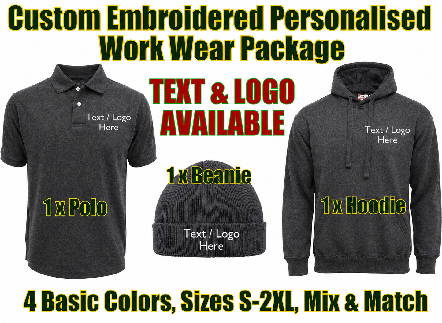 Work Wear Package. Embroidered Workwear. Personalised Workwear. Work Wear Bundle