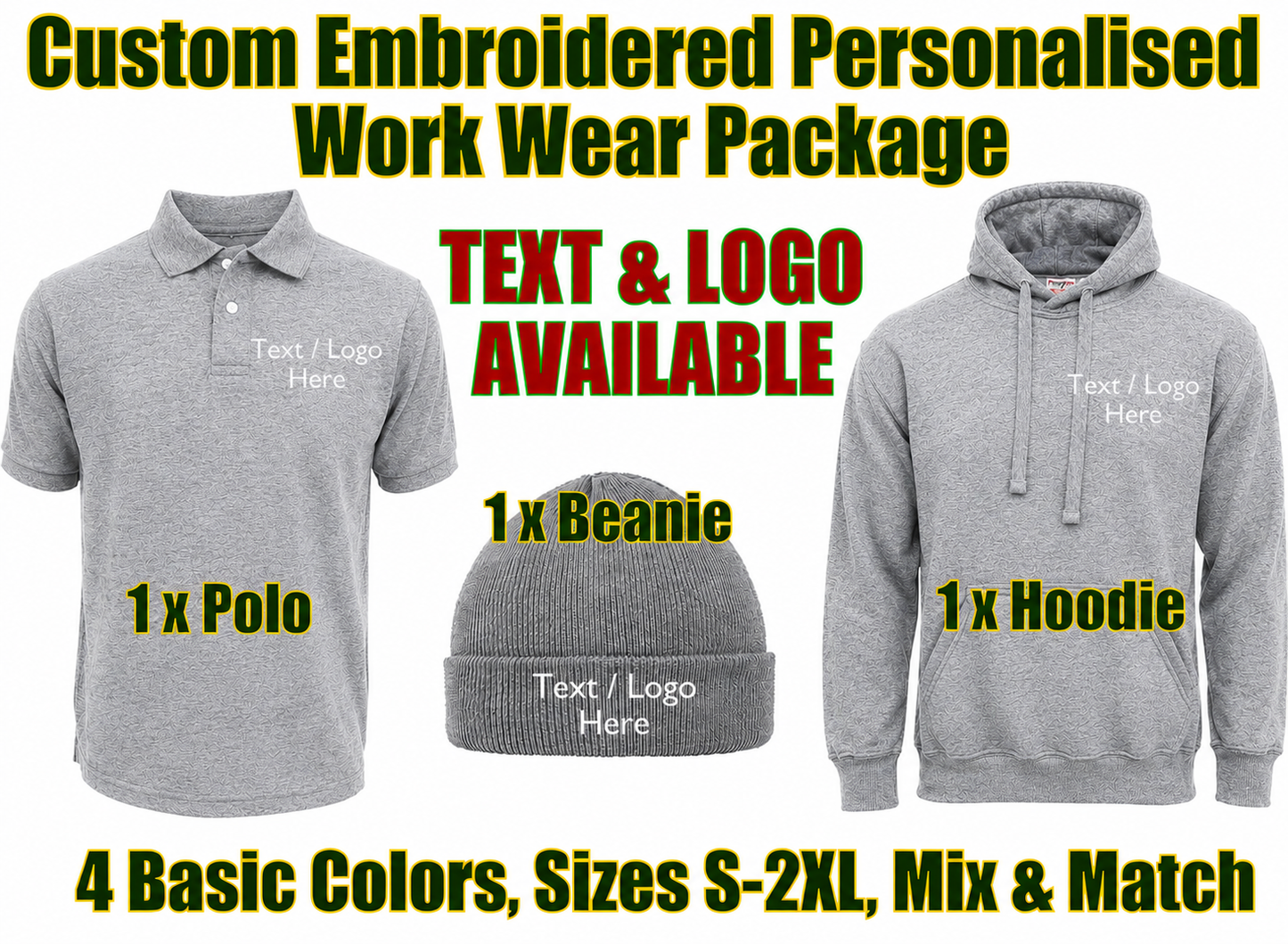 Work Wear Package. Embroidered Workwear. Personalised Workwear. Work Wear Bundle