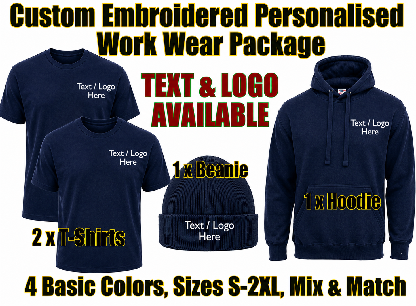 Work Wear Package. Embroidered Workwear. Personalised Workwear. Work Wear Bundle
