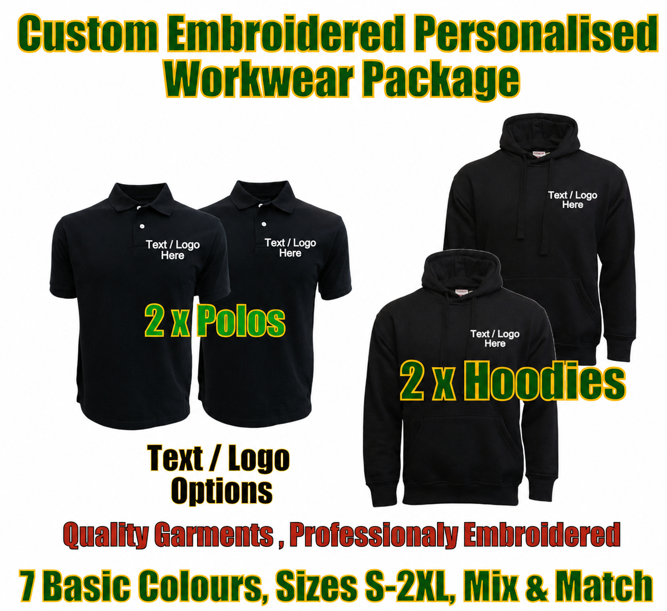 Work Wear Package. Embroidered Workwear. Personalised Workwear. Work Wear Bundle