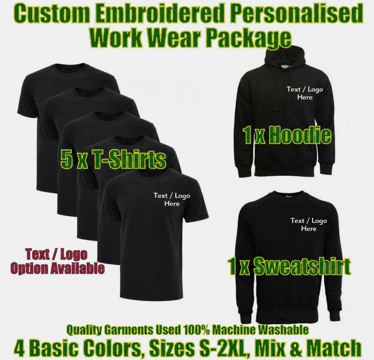 Work Wear Package. Embroidered Workwear. Personalised Workwear. Work Wear Bundle
