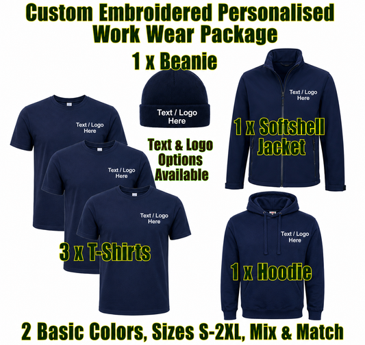 Work Wear Package. Embroidered Workwear. Personalised Workwear. Work Wear Bundle