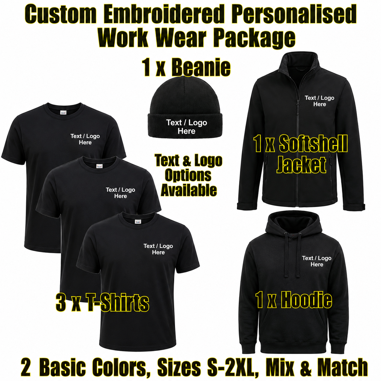 Work Wear Package. Embroidered Workwear. Personalised Workwear. Work Wear Bundle