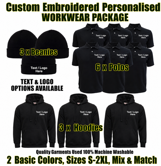 Work Wear Package. Embroidered Workwear. Personalised Workwear. Work Wear Bundle