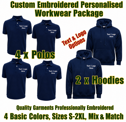 Work Wear Package. Embroidered Workwear. Personalised Workwear. Work Wear Bundle