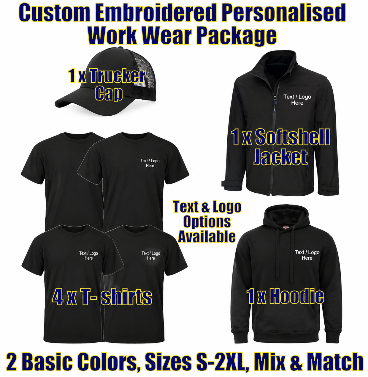 Work Wear Package. Embroidered Workwear. Personalised Workwear. Work Wear Bundle