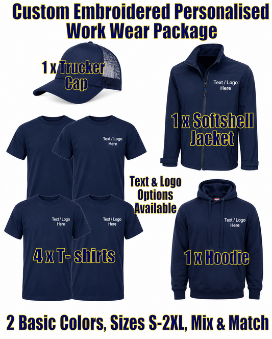 Work Wear Package. Embroidered Workwear. Personalised Workwear. Work Wear Bundle
