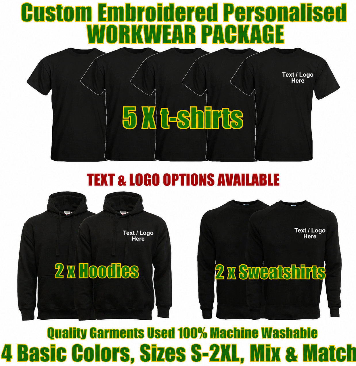 Work Wear Package. Embroidered Workwear. Personalised Workwear. Work Wear Bundle