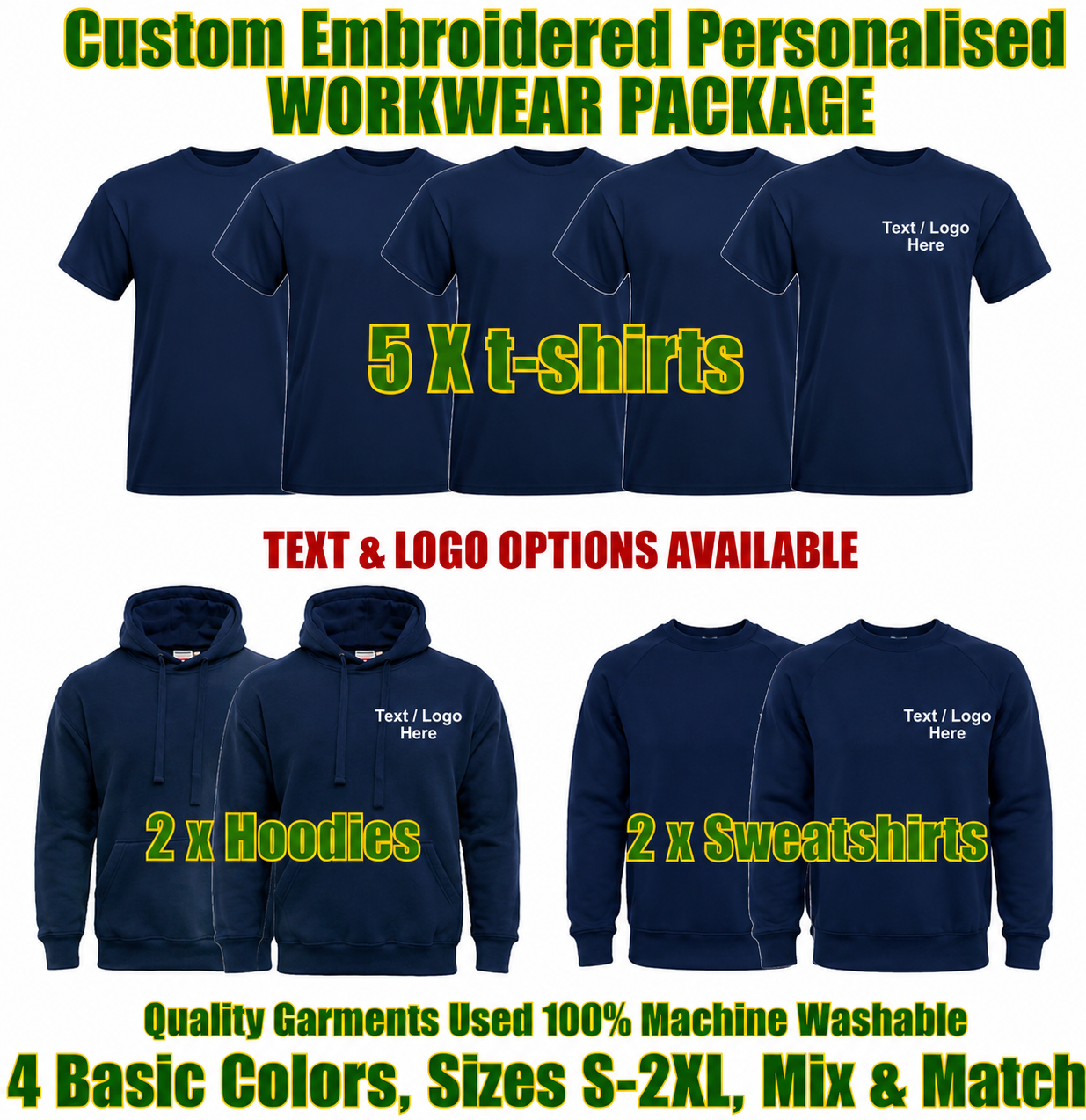 Work Wear Package. Embroidered Workwear. Personalised Workwear. Work Wear Bundle
