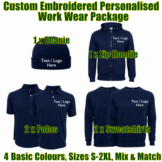 Work Wear Package. Embroidered Workwear. Personalised Workwear. Work Wear Bundle