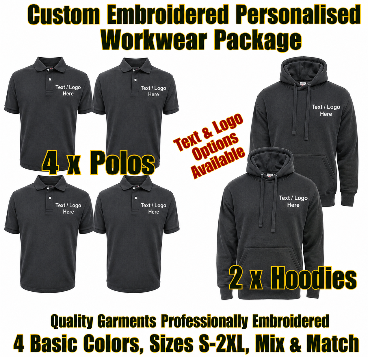Work Wear Package. Embroidered Workwear. Personalised Workwear. Work Wear Bundle