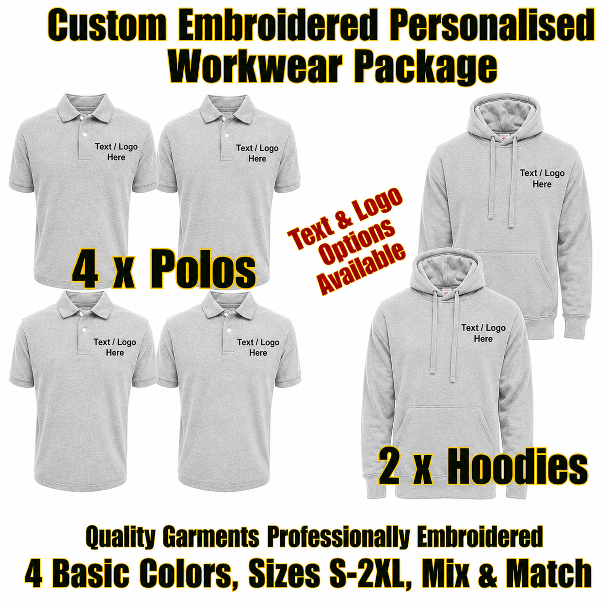 Work Wear Package. Embroidered Workwear. Personalised Workwear. Work Wear Bundle