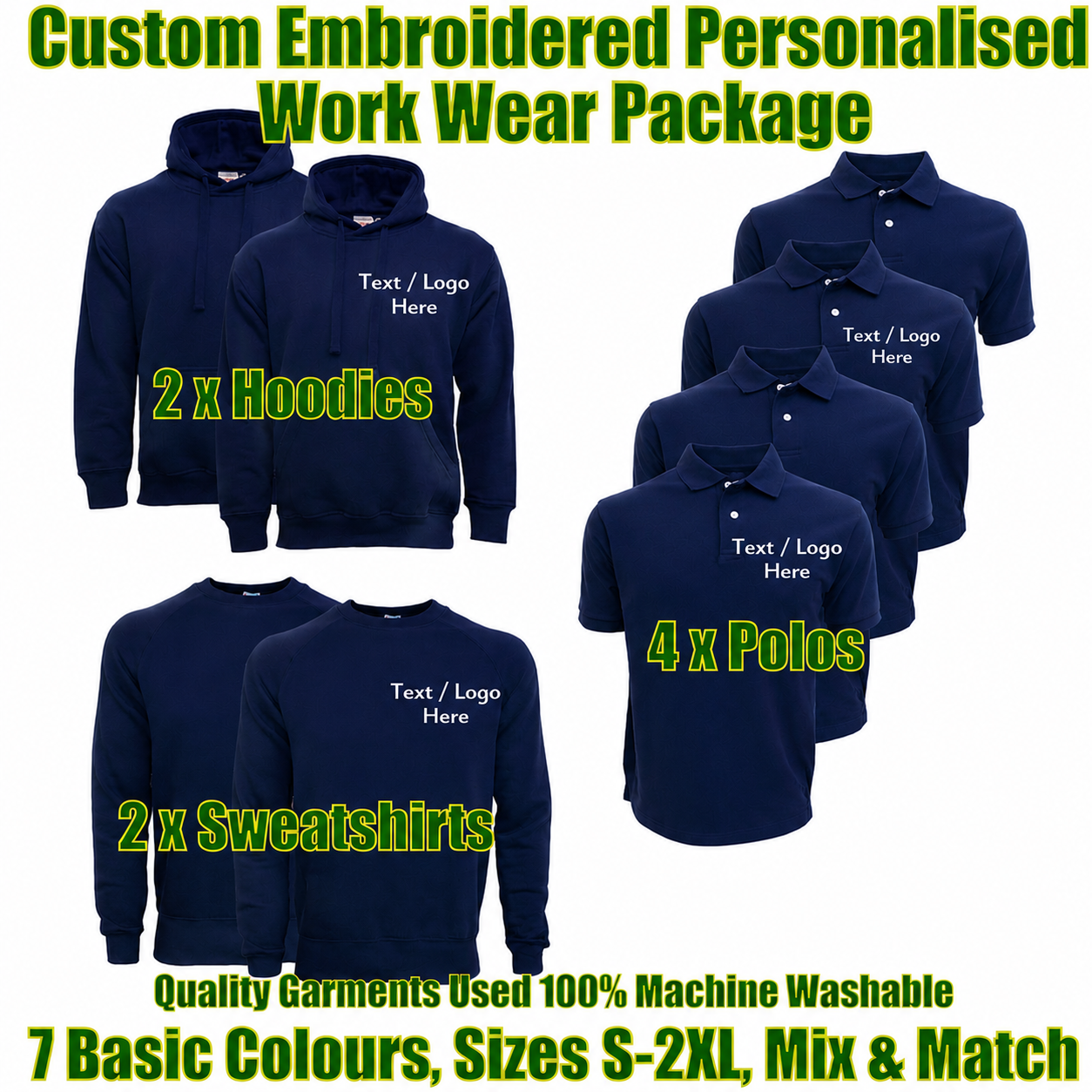 Work Wear Package. Embroidered Workwear. Personalised Workwear. Work Wear Bundle