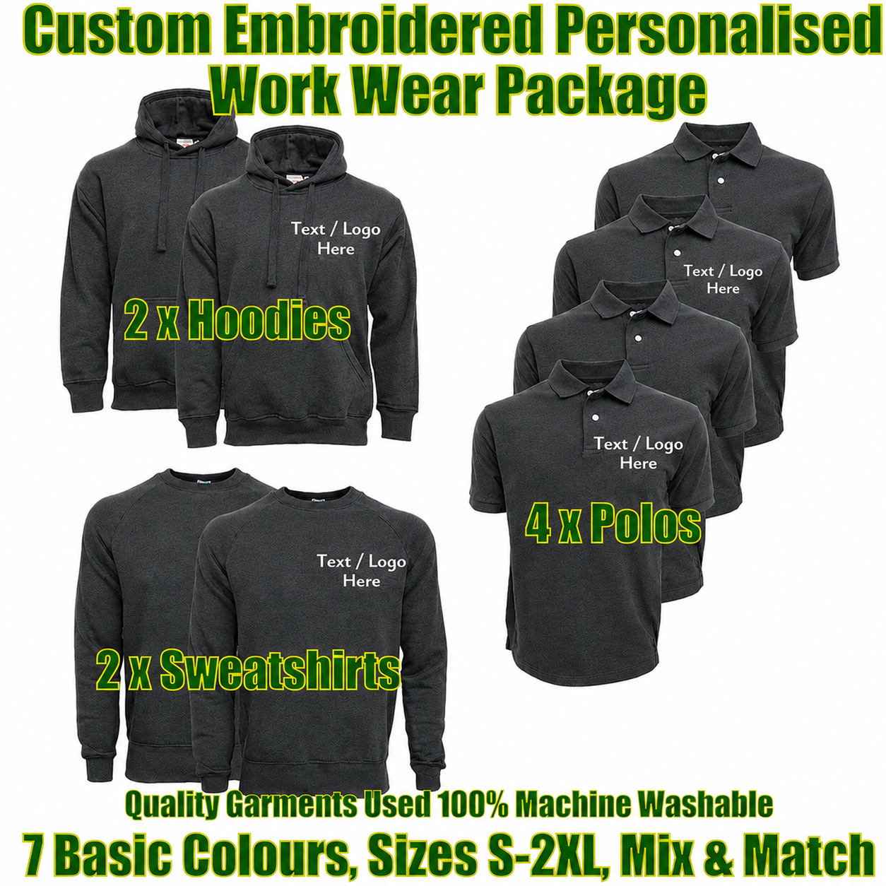Work Wear Package. Embroidered Workwear. Personalised Workwear. Work Wear Bundle