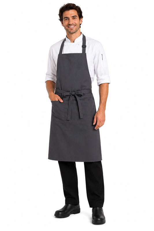 Professional Bib Apron With Pockets & Adj Halter